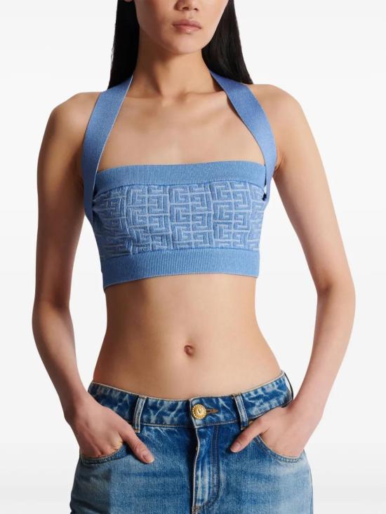  발망 민소매 티셔츠 EF1AA025KI02 blue - BALMAIN