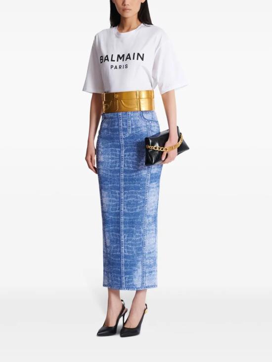  발망 미디 스커트 EF1LD475KH80 - BALMAIN