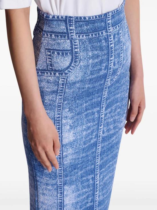  발망 미디 스커트 EF1LD475KH80 - BALMAIN