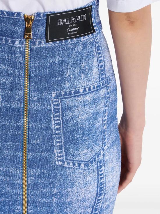  발망 미디 스커트 EF1LD475KH80 - BALMAIN