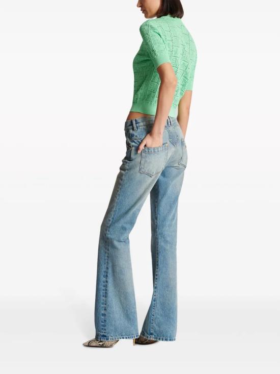  발망 스웨터 CF1AI091KF97 aqua - BALMAIN