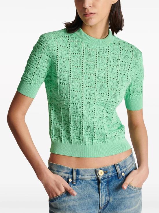  발망 스웨터 CF1AI091KF97 aqua - BALMAIN