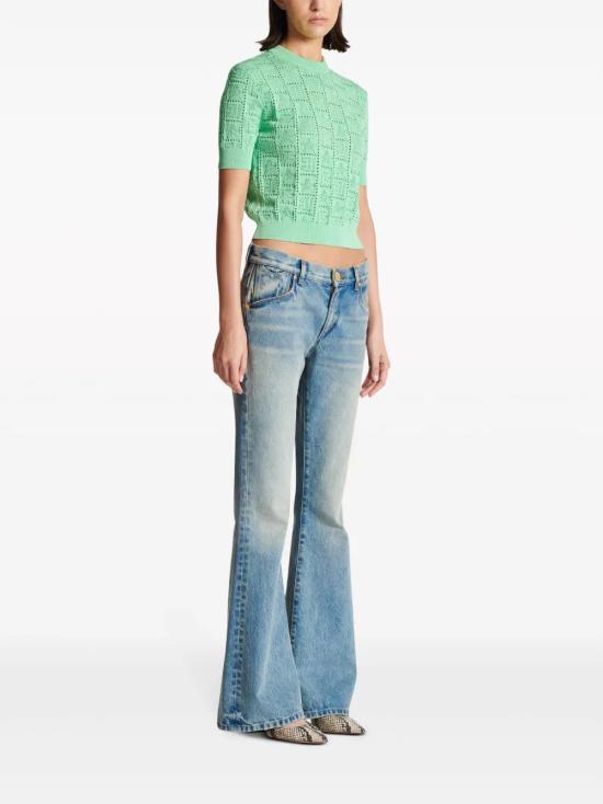  발망 스웨터 CF1AI091KF97 aqua - BALMAIN