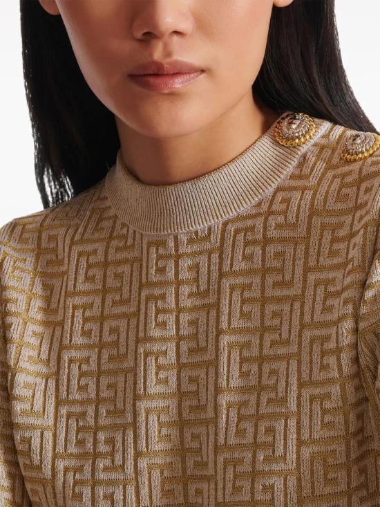  발망 반팔 티셔츠 DF2AR910KH69GFM beige - BALMAIN