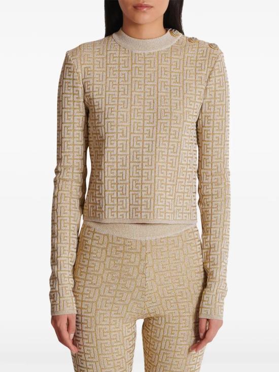  발망 반팔 티셔츠 DF2AR910KH69GFM beige - BALMAIN