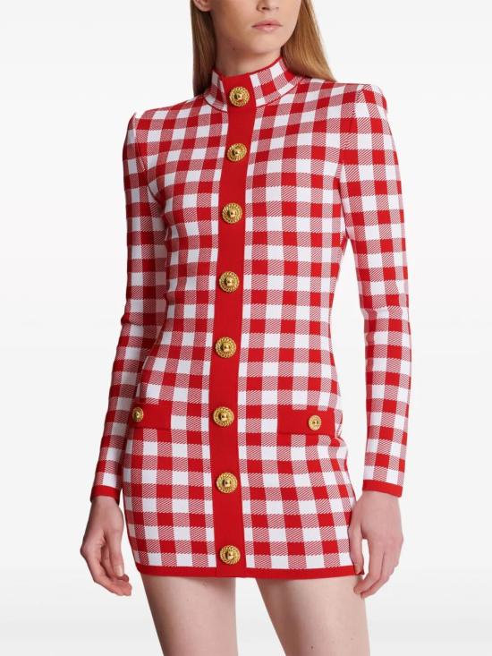  발망 미디 원피스 CF1R8019KF51 red - BALMAIN