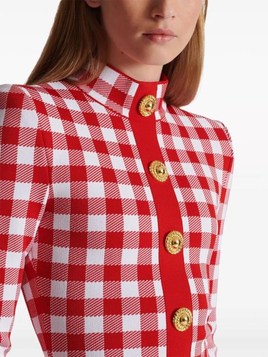  발망 미디 원피스 CF1R8019KF51 red - BALMAIN