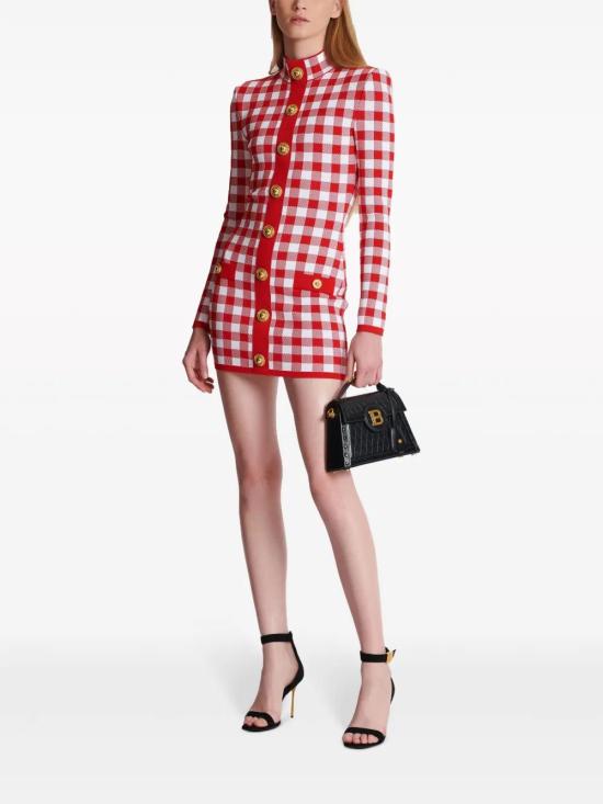  발망 미디 원피스 CF1R8019KF51 red - BALMAIN