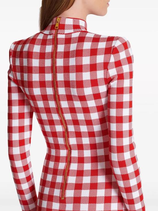  발망 미디 원피스 CF1R8019KF51 red - BALMAIN