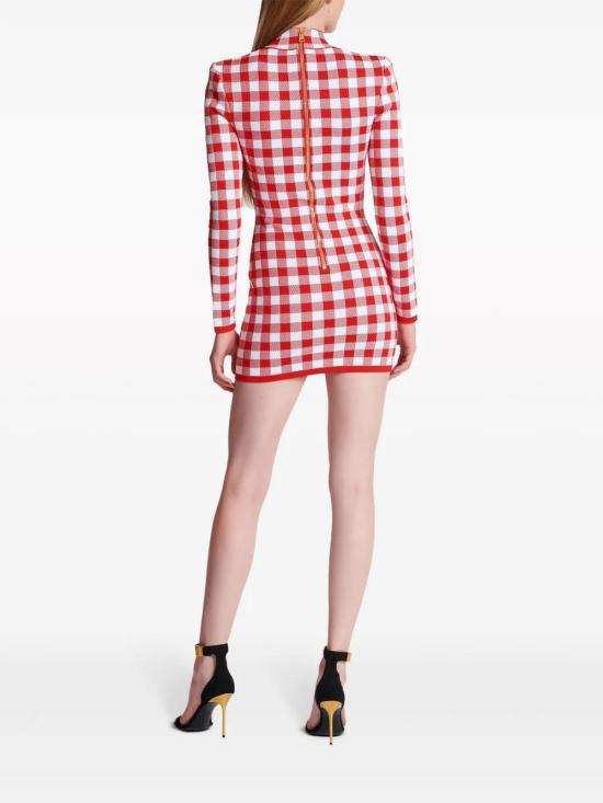  발망 미디 원피스 CF1R8019KF51 red - BALMAIN