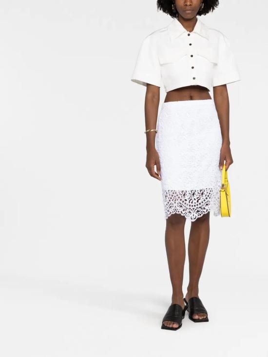  버버리 미디 스커트 8069639 white - BURBERRY