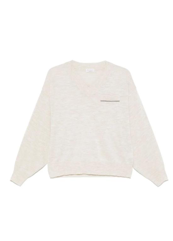 25SS 브루넬로 쿠치넬리 니트웨어 M8Q202912 C6894 NATURALE