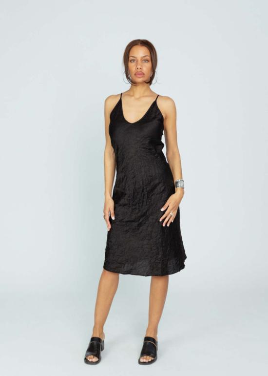  Brazeau Tricot 라운지 웨어 브라조 트리코 링클 슬립 드레스 블랙 - OTHER BRANDS