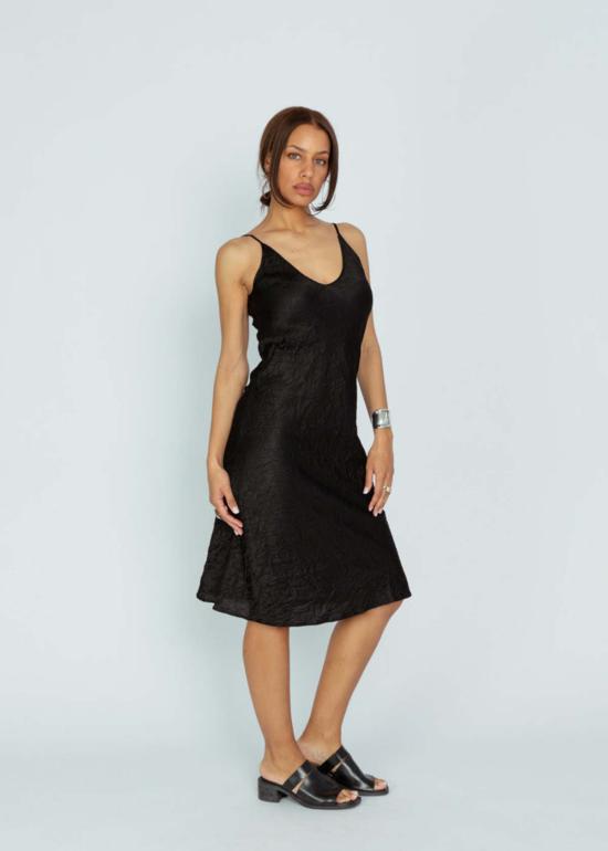  Brazeau Tricot 라운지 웨어 브라조 트리코 링클 슬립 드레스 블랙 - OTHER BRANDS