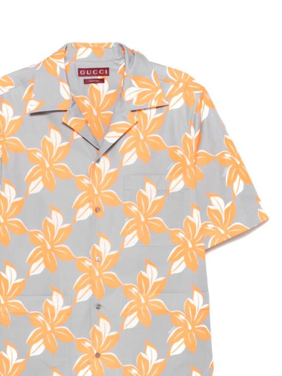 25SS 구찌 반팔 셔츠 821498 Z7AM01061 Grey orange - GUCCI