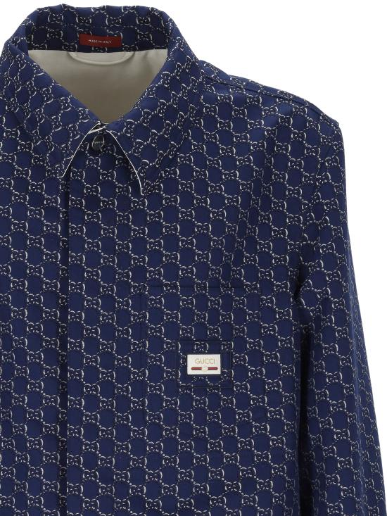 25SS 구찌 GG 쉐도우 코튼 셔츠 813998 ZAR264069 Blue - GUCCI
