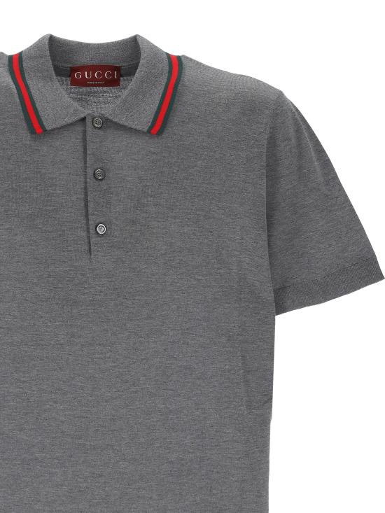25SS 구찌 웹 니트 폴로 티셔츠 819225 XKEJV1127 Grey green red - GUCCI