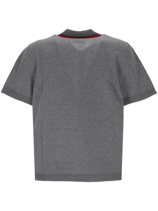 25SS 구찌 웹 니트 폴로 티셔츠 819225 XKEJV1127 Grey green red - GUCCI