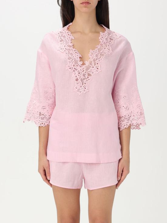 25SS 에르마노 설비노 반팔 티셔츠 D464L310NZR 42808 Pink