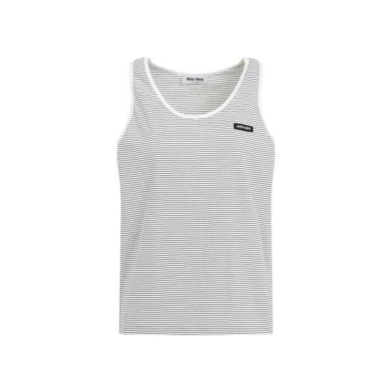 25SS 미우미우 민소매 티셔츠 MJT699SOOO 14RT White