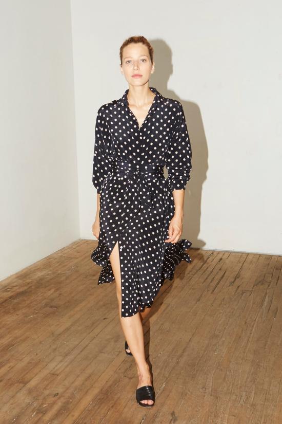  다두라 숏 원피스 다투라 폴카 실크 롱 셔츠 드레스 폴카