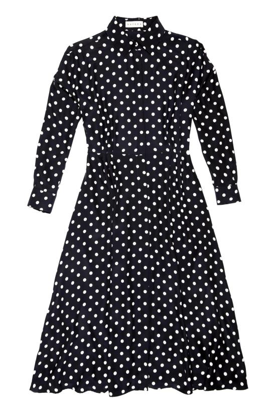  다두라 숏 원피스 다투라 폴카 실크 롱 셔츠 드레스 폴카 - DATURA