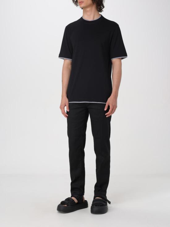 25FW 브루넬로 쿠치넬리 자수 로고 티셔츠 M0B137427 CCB75 Black - BRUNELLO CUCINELLI