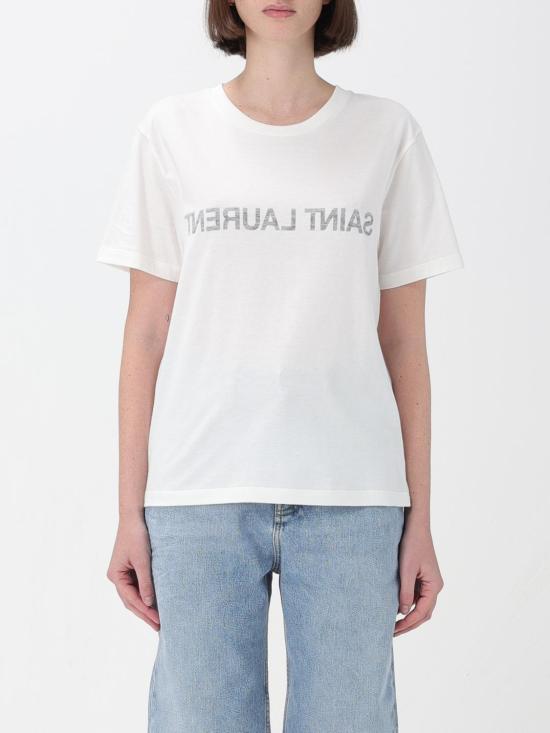 25FW 생로랑 반팔 티셔츠 665234Y37AW 9744 White