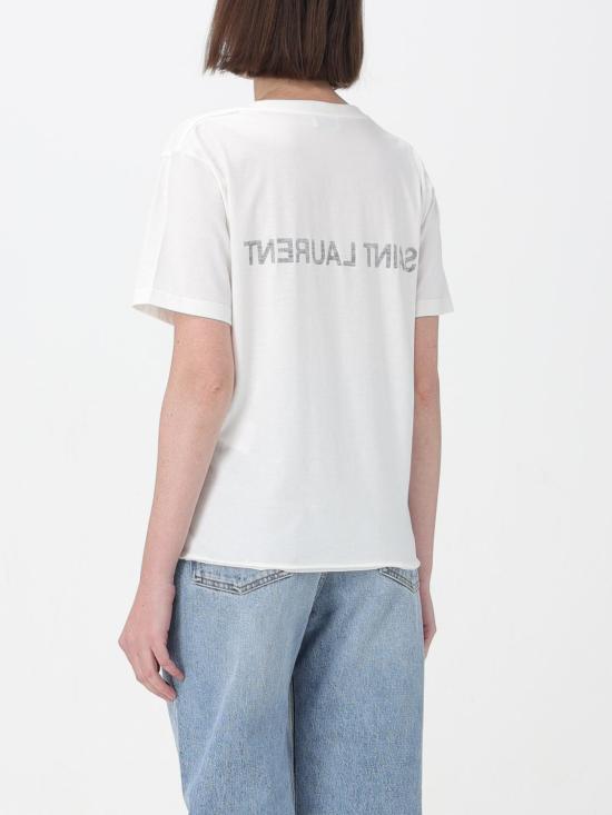 25FW 생로랑 반팔 티셔츠 665234Y37AW 9744 White - SAINT LAURENT