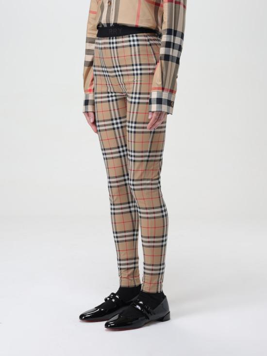 25FW 버버리 체크 스트레치 저지 레깅스  8049478 Beige - BURBERRY