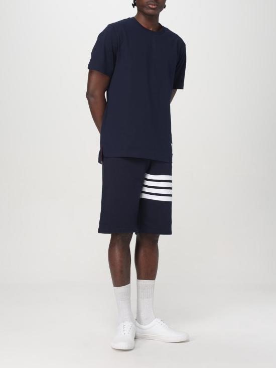 26SS 톰브라운 저지 릴렉스드 사이드 슬릿 티 MJS067A00042 415 Navy - THOM BROWNE