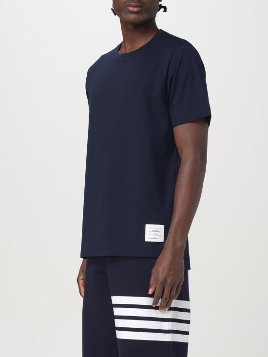 26SS 톰브라운 저지 릴렉스드 사이드 슬릿 티 MJS067A00042 415 Navy - THOM BROWNE