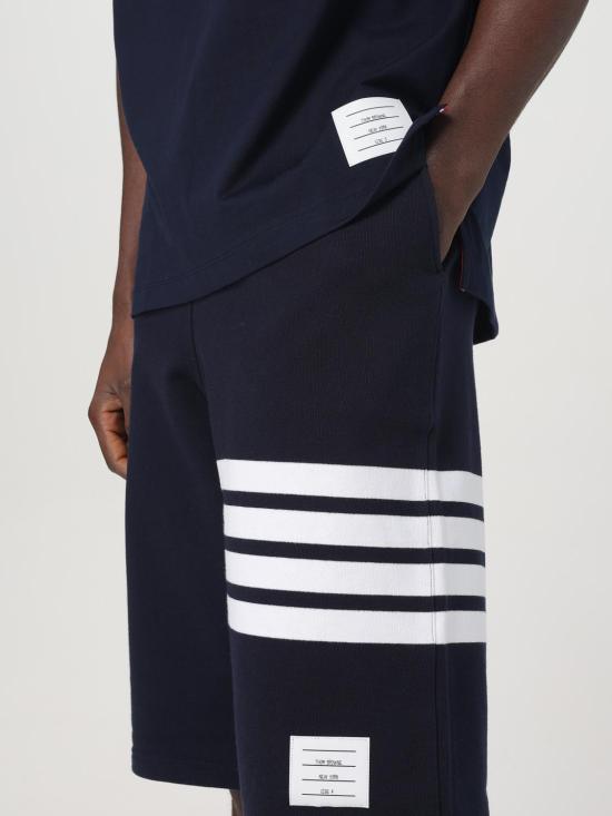 26SS 톰브라운 저지 릴렉스드 사이드 슬릿 티 MJS067A00042 415 Navy - THOM BROWNE