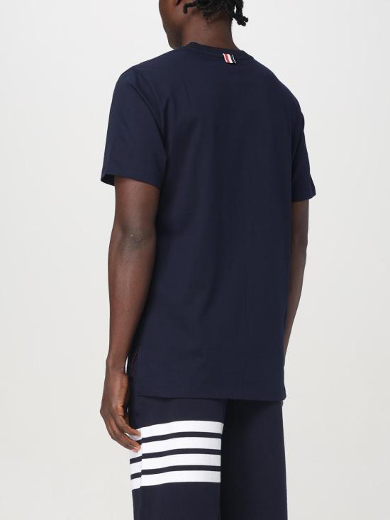26SS 톰브라운 저지 릴렉스드 사이드 슬릿 티 MJS067A00042 415 Navy - THOM BROWNE