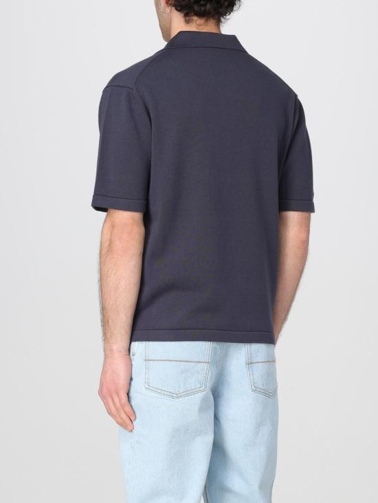 25FW 메종키츠네 볼드 폭스 헤드 자수 니티드 폴로 OM00205KT1135 0076 Grey - MAISON KITSUNE