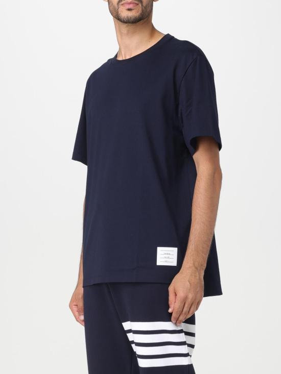 25FW 톰브라운 반팔 티셔츠 MJS067A00042 415 Navy - THOM BROWNE