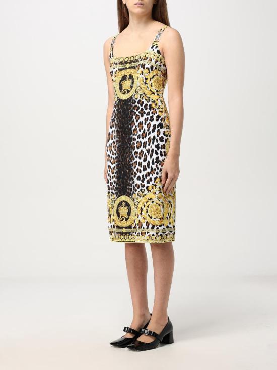 24FW 베르사체 미디 원피스 10164101A12483 5W050 Gold - VERSACE