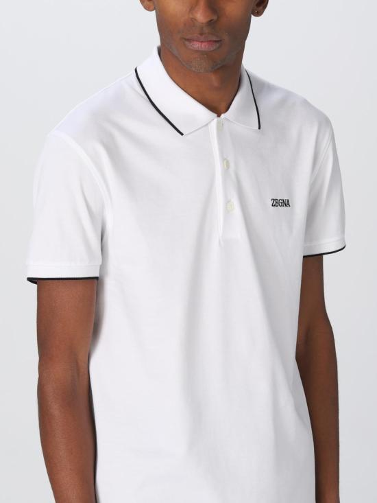25FW 에르메네질도제냐 폴로 티셔츠 E7358A5B746 N00 White - ERMENEGILDO ZEGNA