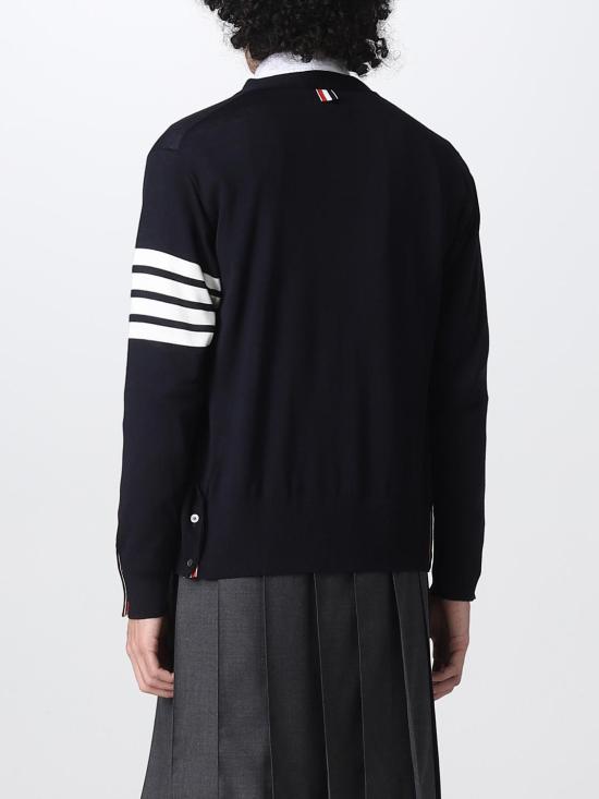 25FW 톰브라운 4바 서스테이너블 파인 메리노 울 클래식 가디건  MKC002AY1014 415 Navy - THOM BROWNE