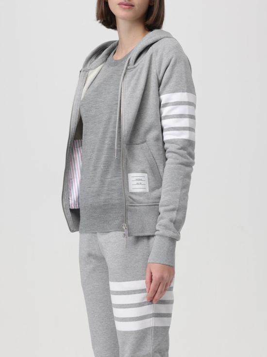 25FW 톰브라운 4바 루프백 저지 니트 엔지니어드 집업 후드 FJT001A00535 055 Grey - THOM BROWNE