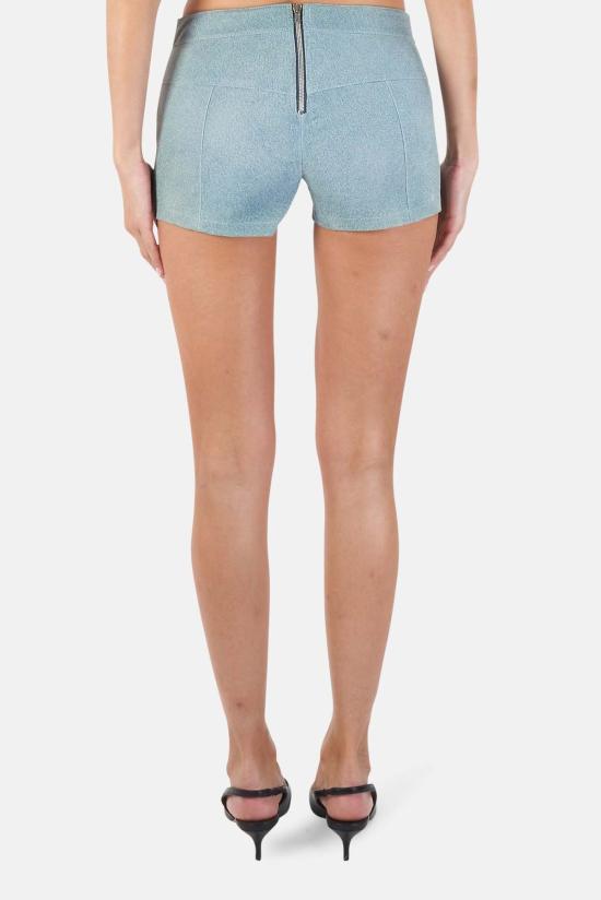  알렉산더 왕 데님 숏팬츠 스트레치 데님 가죽 반바지 (블루) - ALEXANDER WANG