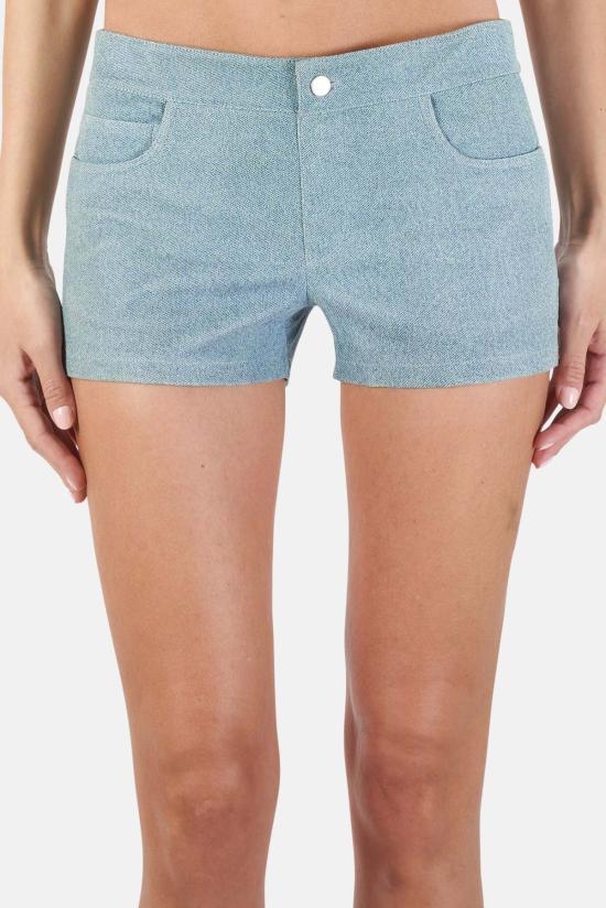  알렉산더 왕 데님 숏팬츠 스트레치 데님 레더 숏 블루 - ALEXANDER WANG