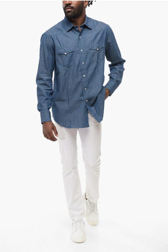  살바토레피콜로 긴팔 셔츠 OR191CO 0 Blue - SALVATORE PICCOLO