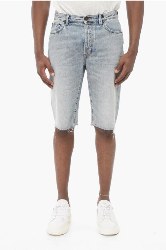  생로랑 데님 숏팬츠 731551 Y21KB 4214 Light blue