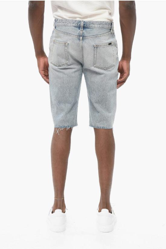  생로랑 데님 숏팬츠 731551 Y21KB 4214 Light blue - SAINT LAURENT