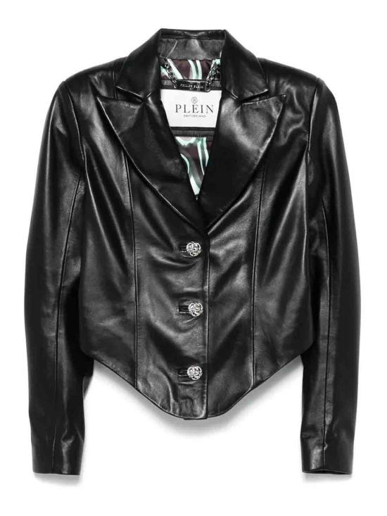  필립 플레인 가죽 자켓 SAECWLF0038PLE010N02 Black