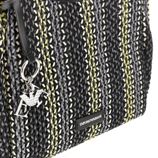  엠포리오 아르마니 가방 여성 블랙 패브릭 & 메쉬 쇼핑백 - EMPORIO ARMANI