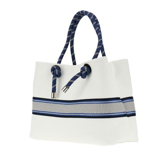  엠포리오 아르마니 가방 로프 핸들이 달린 미디엄 코튼 쇼핑백 여성 화이트 - EMPORIO ARMANI