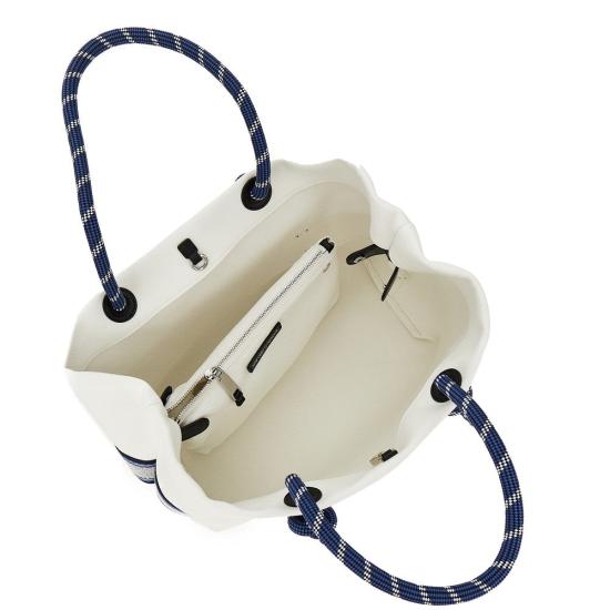  엠포리오 아르마니 가방 로프 핸들이 달린 미디엄 코튼 쇼핑백 여성 화이트 - EMPORIO ARMANI