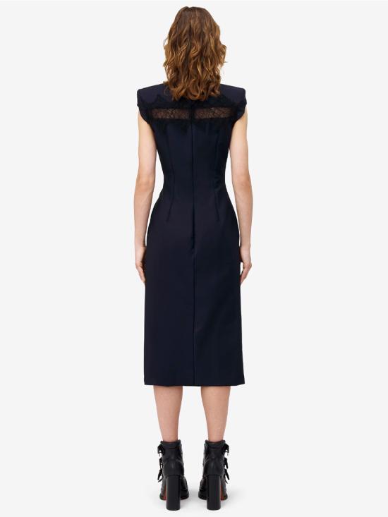 25SS 알렉산더 맥퀸 미디 원피스 830138 QJAEK 4100 NAVY - ALEXANDER MCQUEEN